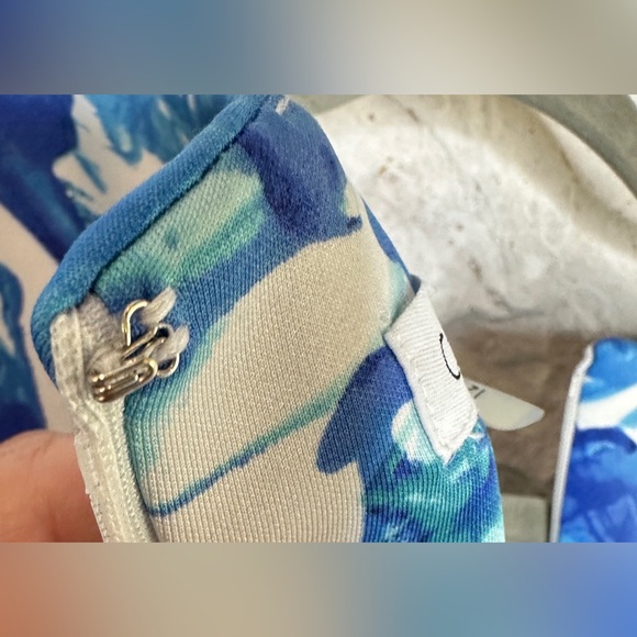 Calvin Klein | Women’s Blue White Sleeveless Zip Closure Sheath Dress, Size 12 - Picture 10 of 15